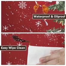 Water-Resistant Round Tablecloth With Elastic Edge For 40-44" Tables - Gift-snowman Truck - View 3