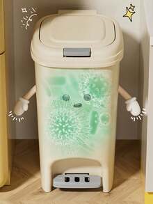 带踏板的矩形塑料垃圾桶，容量大，双开口，防臭密封，脚踏板，无需电源，适用于厨房和客厅，抛光表面 - 彩色 - 查看 9