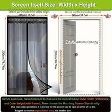 80 X 200 Cm Magnetic Screen Door, High Strength Mesh, Strong Magnets And Full Frame Hook And Loop, Self-Closing Curtain, No Drilling Required, Easy Installation, Black