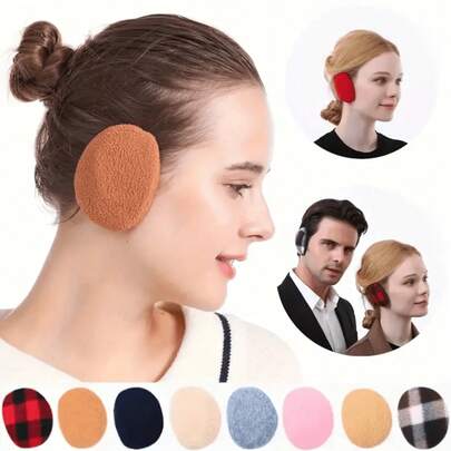 1 paire/2 paires de cache-oreilles de couleur unie, bandeau, cache-oreilles, accessoire pour temps froid extérieur pour femmes et hommes, essentiel pour l'automne/l'hiver