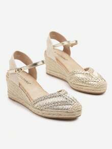 Boho Jute Espadrille Wedges - Women's Summer Casual Shoes - Gold - View 5