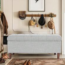 Home Decor | Tufted Ainsley Button Storage Ottoman Bench With Hinged Lid | Ottoman Bench With Storage For Living Room &