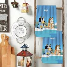 [Bluey Towel Set] 2/4/6/8/10/12pcs Christmas Towel Set - Holiday Decor, Bathroom And Kitchen Towels, Bluey Printed Pattern - Super Soft & Microfiber Fabric, Suitable For Christmas Party Decor, Gifts, Home Use - Quick Dry & Easy Care, Christmas Blue Theme, Fabric, Daily Decor, Home Decor, Christmas Kitchen Towels Shower Towels For Beaty Salon, Hotel Sports,Home Essentials, Towel, Skin Care