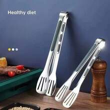 1pc 304 Stainless Steel Food Tongs, Suitable For Barbecue, Buffet And Cooking, Non-Slip And Heat Resistant, Essential Kitchen Tool