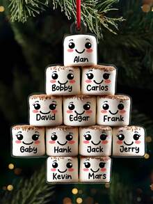 1 pièce Ornement de Noël personnalisé en forme de guimauve pour la famille Ornement de Noël souvenir personnalisé avec nom Mignon couple de guimauves Ornement pour enfants, parents, grands-parents Décoration unique Cadeau de Noël 2025 pour la famille, les amis, les couples et les bien-aimés Décorations de Noël Décoration de chambre Décoration d'automne Décorations de Noël Maison Décoration d'automne Maison Décoration de Noël