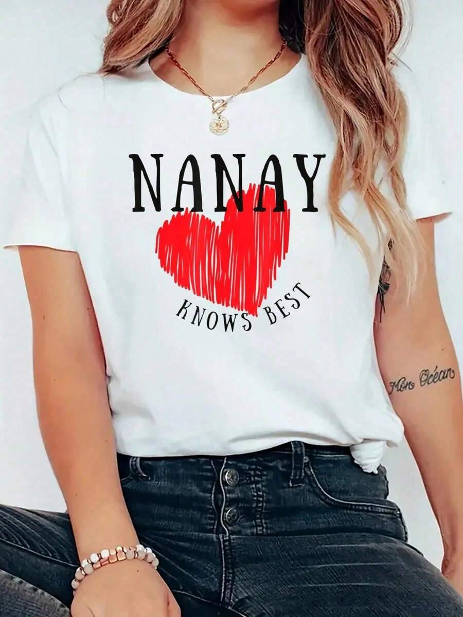 Nanay Knows Best Gift For Filipino Mothers T-Shirt Print T-Shirt, Casual Crew Neck Short Sleeve Comfort Tee Top For Spring & Summer, Women's Clothing Christmas Gifts 67 - trắng - Xem 1