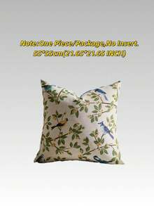 1/2 Pieces, Decorative Square Pillow, With Pastoral Flowers And Birds Style, Suitable For All Seasons, Available In A Variety Of Colors And Sizes, High-Density Colorful Jacquard Fabric Pillowcase, (Pillow Core Not Included), Zipper Closure, Suitable For Holiday Parties, Sofa Cushions To Match Beige Sofas,Sofa Pillows, Beds, Living Rooms, Offices, Car Cushions And As A Simple Soft Gift.