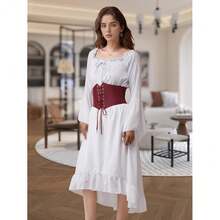 Bbonlinedres Womens Corset Belt Renaissance Costume Lace-Up Elastic Underbust Wide Waist Cincher Belts{"Size":"Medium","Color":"DarkRed"} - 深紅色 - 查看 6