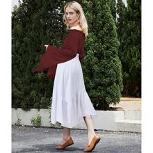 American  Women's Renaissance Pirate Skirt Medieval Long Flowy Maxi Skirt For Ren Faire Halloween Outfit With Pockets{"Color_name":"White","Size_name":"Large"} - 白色的 - 查看 5