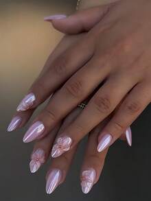 10片珠光/全息3D立体浮雕花朵美甲贴纸，手工制作，全覆盖，优雅可爱时尚美甲贴花，适合女性和女孩日常及派对美甲，美甲用品 - 彩色 - 查看 6