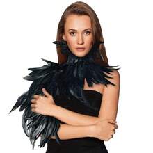 HOMELEX Black Witch Feather Collar Crow Shawl Costume Halloween Swan Wings Accessories Cape For Women{"Color_name":"Style-4"} - 樣式-4 - 查看 1