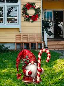 Weihnachtsmann und Rentier Gartenstecker - 2D Acryl flache Tierthemen Gartenkunst, batteriefrei, ideal für Outdoor Weihnachtsdekoration