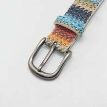 Versatile Student Korean Style Fashion Woven Pattern Decorative Buckle Belt, Shiny Bohemian PU Leather Waist Belt For Women