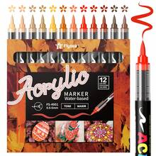 FS9/12 Colors Acrylic Marker Pens, Opaque Soft Tip, Blendable, For Art, Painting, Graffiti, Suitable For Christmas, Halloween