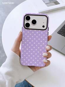 xercxerc Polka Dot Pattern 2-In-1 Hard PC Outer & Soft TPU Inner Layer, Large Window, Matte & Glossy Finish For IPhone 11, 12, 13, 14, 15, 16, 17 Pro, Pro Max, Air - 紫色 - 查看 3