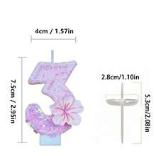 1 件生日蜡烛数字，蛋糕装饰数字 0-9 蜡烛，浪漫派对首选数字蛋糕生日装饰，节日周年派对蛋糕蜡烛数字，闪亮数字 - 漸層粉色花 - 查看 4