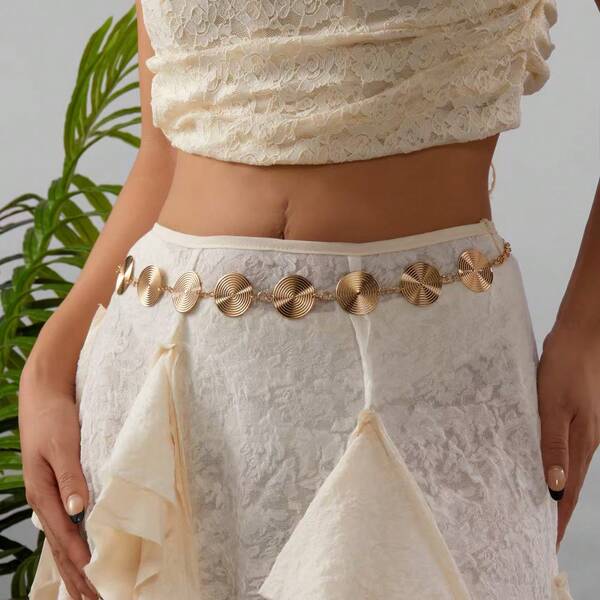 1 pieza Cinturón de metal de estilo vintage a la moda, cadena corporal elegante para mujeres