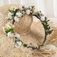 1pc Women's Elegant Floral Daisy Boho Polyester Headband, Suitable For Spring, Summer, Autumn And Winter Women Scarf Hair Accessories Warm Hair Bands Women Bandanas