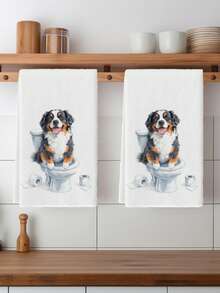 2 buc acuarelă drăguț Bernese Mountain Dog model prosoape de bucătărie fermă decor bucătărie lavete de vase petrecere de vacanță prosoape de baie potrivite pentru masa din bucătărie sufragerie