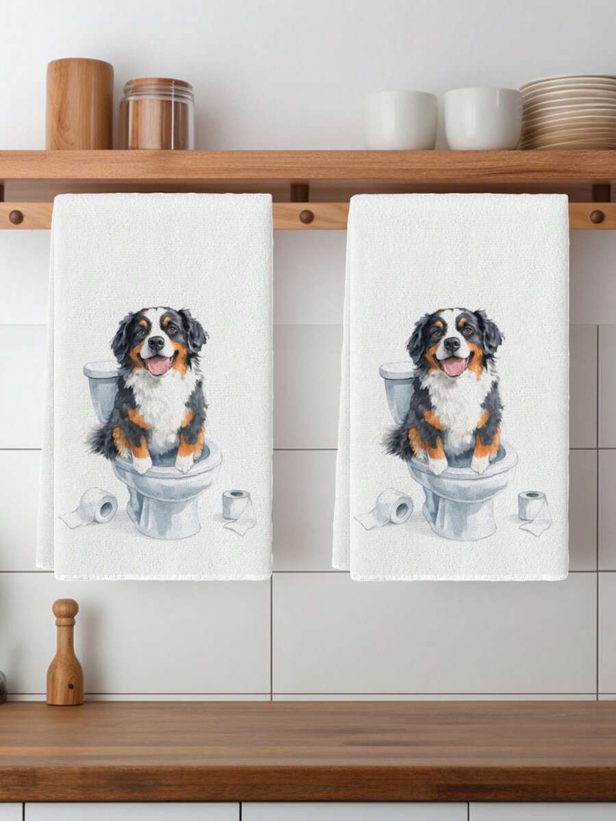 2 buc acuarelă drăguț Bernese Mountain Dog model prosoape de bucătărie fermă decor bucătărie lavete de vase petrecere de vacanță prosoape de baie potrivite pentru masa din bucătărie sufragerie