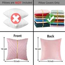 Navy Blue Velvet Throw Pillow Covers 18 X 18 Inch Pack Of 2 With Gold Leather Decor For Couch, Luxury Modern Pillowcases For Living Room, Bedroom Sofa Cushion Bed - 粉色 - 查看 2