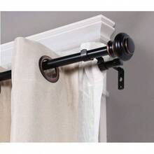 Doble barra de cortina 32 - 84 pulgadas, Barras de Cortina Negras para Ventanas, Cortineros para ventanas, con Terminales Redondos y Soportes, Resistente y Fcil de Instalar 80 - 200CM - 80-200 cm - Ver 6