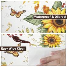 Water-Resistant Round Tablecloth With Elastic Edge For 40-44" Tables - Fresh-sunflower - View 9