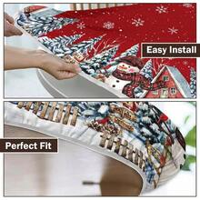 Water-Resistant Round Tablecloth With Elastic Edge For 40-44" Tables - Gift-snowman House - View 9