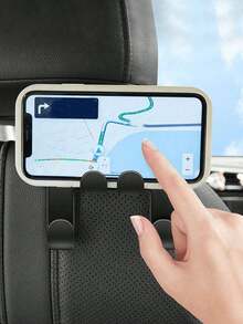 2pcs Hidden Multi-Functional Portable Vehicle Car Hook Creative Powerful Car Hook Inside Car Rear Seat Hidden Umbrella Storage Built-In Hook Hidden Chair Back Hook Car Creative Small Hook (Black) Car - Black - View 5