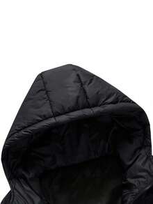 1 件男士秋冬超声波连帽背心，带拉链口袋，休闲无袖夹克，适合日常穿着 - 黑色 - 查看 3