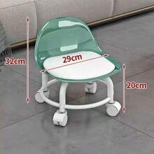 Living Room Swivel Chair Stool With Wheels, Low Footrest Multifunctional Rolling Slouchy Stool With Backrest, Home Use