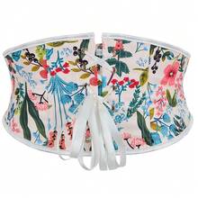 SHYMMUO Women Floral Underbust Corset Belt Lacing Up Waist Trainer Corset Top For Renaissance Steampunk Pirate Costume{"Size_name":"XX-Large","Color_name":"White"} - 白色XXLarge - 查看 4