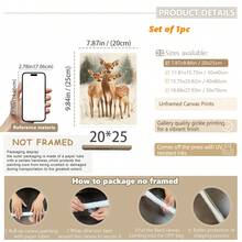 1 Peça Pintura de Rena Rudolph de Natal, Cervo de Natal Caprichoso, Arte de Parede de Natal com Nariz Vermelho, Pôster Vintage Atmosférico de Rudolph, Arte Rústica, Arte em Tela, Pôsteres para Quarto, Decoração Doméstica, Decoração de Quarto Estética, Itens de Decoração de Quarto. Moldura Opcional