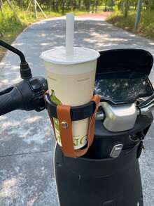 1pc Retro Style Leather Bicycle Cup Holders, Road Bike Coffee Cup Holders, Bicycle Water Cup Holders, Practical Style Leather+Circular+Multi Part Installation+Stable Placement Of Water Cup Bicycle Water Cup Holders, Suitable For Daily Cycling Scenarios