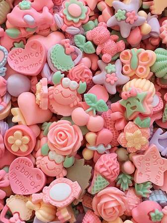 20 piezas de accesorios de plástico ABS (resina ABS) con estampado de flores - Kit de herramientas y manualidades para decorar teléfonos móviles, refrigeradores y gabinetes