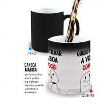Caneca Mágica Presente Casais Namorados Partilhar a Vida Boa - Branco - Visão 4