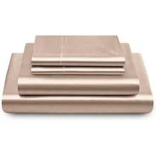Silky Soft Pink Twin XL Satin Bed Sheets Set, 1 Deep Pocket Fitted Sheet + 1 Flat Sheet + 1 Pillowcase,  In 2025 - 琥珀米色 - 查看 3