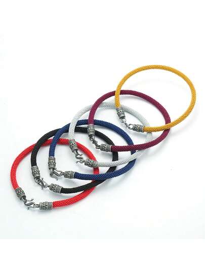 1Pc Retro Fox Tail Chain Bracelet Minimalist 4mm Black Milanese Bracelet For Men