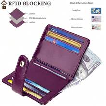 Slim Bifold Wallet RFID Credit Card Wallet Small Cute Card Holder For Women, Purple Flowers{"Color_name":"PurpleFlowers"} - 多色19 - 查看 4