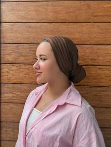 1 chiếc khăn trùm đầu turban 4 lớp màu trơn cổ điển dành cho nữ, kiểu dáng thanh lịch, dài thướt tha, chất liệu vải modal mềm mại, thoáng khí, chống trượt, thấm hút mồ hôi, phù hợp cho tập yoga hàng ngày, thể thao, hoạt động ngoài trời, đi biển, nghỉ lễ, du lịch. - Mũ ruy băng dài 4 lớp - Xem 2