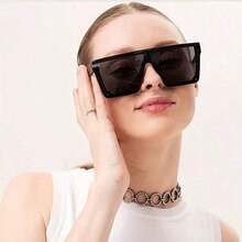 1 Pair Of Large Frame Glasses - Black Modern Minimalist Style, Includes Glasses Case And Cleaning Cloth - Unisex Fashion Glasses - Perfect Gift For Birthdays, Anniversaries, Formal/Casual Occasions - Luxurious Accessories, Durable Design, Item, High-Quality Lenses, Essential For Fashion Enthusiasts - 黑色 - 查看 6