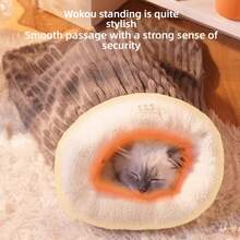 Winter Warm Closed Tunnel Pet Bed For Small/Medium Cats & Dogs – Thick Plush Thermal Lined Enclosed Sleeping Bag, Anti-Draft Non-Slip Waterproof Bottom Nest Pad, Machine-Washable Cozy Den For Kittens/Puppies/Senior Pets, Ideal For Cold Weather Hiding & Napping (Indoor/Crate Use) - Yellow - View 3