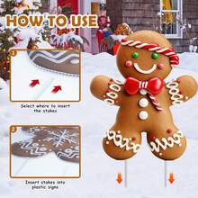 12 Pieces Christmas Gingerbread Man Yard Signs With Stakes Xmas Yard Stakes Lawn Signs Outdoor Gingerbread House Decorations For Christmas Garden Patio Party Favors