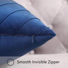 Navy Blue Velvet Throw Pillow Covers 18 X 18 Inch Pack Of 2 With Gold Leather Decor For Couch, Luxury Modern Pillowcases For Living Room, Bedroom Sofa Cushion Bed - 藏蓝色 - 查看 8