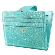 Slim Bifold Wallet RFID Credit Card Wallet Glitter Leather Small Cute Card Holder For Women, {"Color_name":"Glitter"} - 多色1 - 查看 2