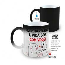 Caneca Mágica Presente Casais Namorados Partilhar a Vida Boa - Branco - Visão 3
