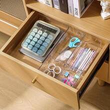 28 PCS Clear Plastic Drawer Organiser Set 4 Sizes Makeup Organisers NonSlip Storage Containers For Makeup Jewelry Bedroom Bathroom Kitchen Gadgets Utensils And Office