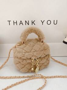 1pc Mini Cute Coin Purse, Fluffy Bucket Bag For Autumn/Winter, Chain Shoulder Crossbody Bag, Suitable For Parent-Child Interaction, Multiple Colors Available, Ideal For Travel, Shopping, And As A Gift For Halloween, Thanksgiving, Christmas - Best Seller - Chain Bucket Bag - View 7