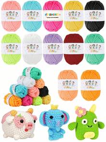 12 色 10 克腈纶纱线，DIY 手工工艺品用品，创意针织闪亮线 - 彩色 - 查看 1