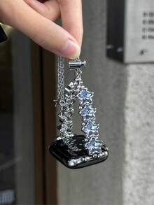 1 Piece Of Women's Blue Ocean Gemstone Sun Star Strap Compatible With 38/40/41/42/44/45/46/49mm Compatible With Apple Watch Strap Ultra/Se10/9/8/7/6/5/4/3/2/1 - Silver Blue - View 11